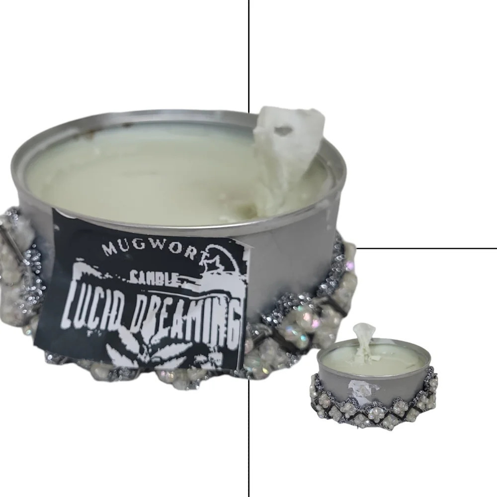 Harvested Mugwort Coconut Oil Stained Glass Ritual Candle